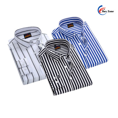 3 Piece Long Sleeve Strip Shirt