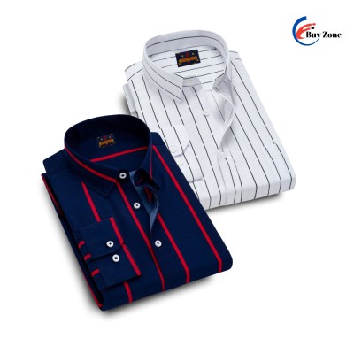 2 Piece Long Sleeve Strip Shirt