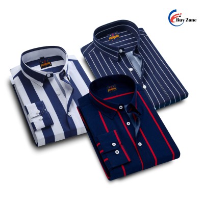 3 Piece Long Sleeve Strip Shirt