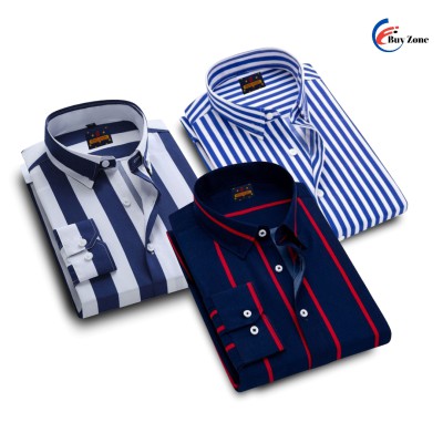 3 Piece Long Sleeve Strip Shirt