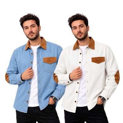 2 Piece Full Sleeve Single Pocket Denim Shirt