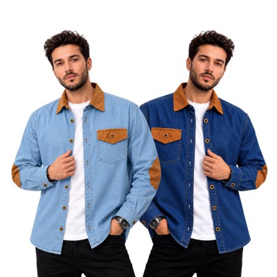 2 Piece Full Sleeve Single Pocket Denim Shirt