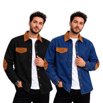 2 Piece Full Sleeve Single Pocket Denim Shirt