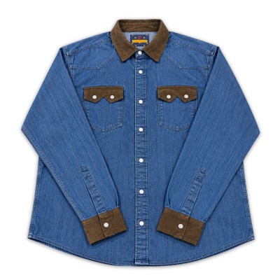 1 Piece Double Pocket Full Sleeve Contrast Style Denim Shirt