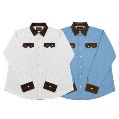 2 Piece Double Pocket Full Sleeve Contrast Style Denim Shirt