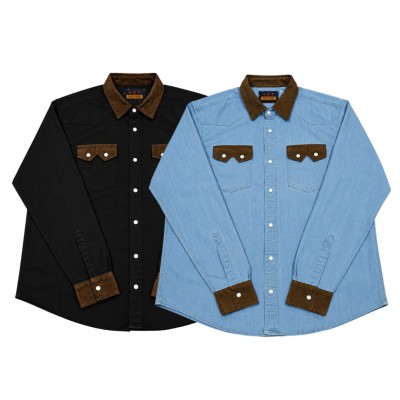 2 Piece Double Pocket Full Sleeve Contrast Style Denim Shirt